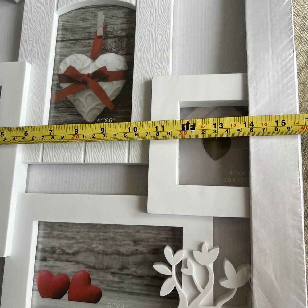 Multi Photo Picture White Frame House Decorative w/Glass 4-Inserts - Picture 3 of 9
